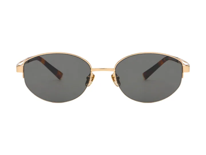 Lentes de sol de titanio Olive Gleam V3012T, color S02 Armazón dorado, lente gris